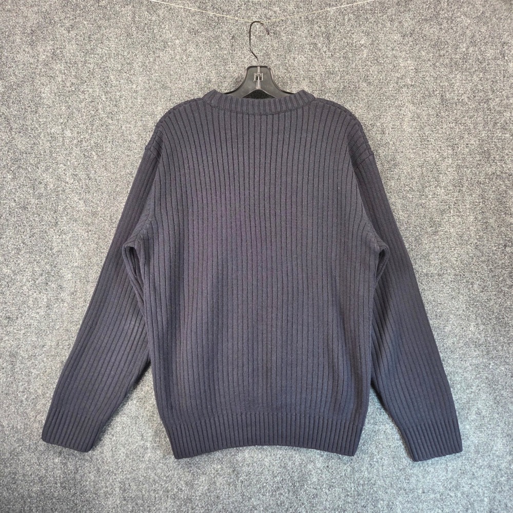 Vintage Polo Sport‎ Ralph Lauren Ribbed Crewneck Pullover Sweater XL Navy Cotton - Picture 6 of 12